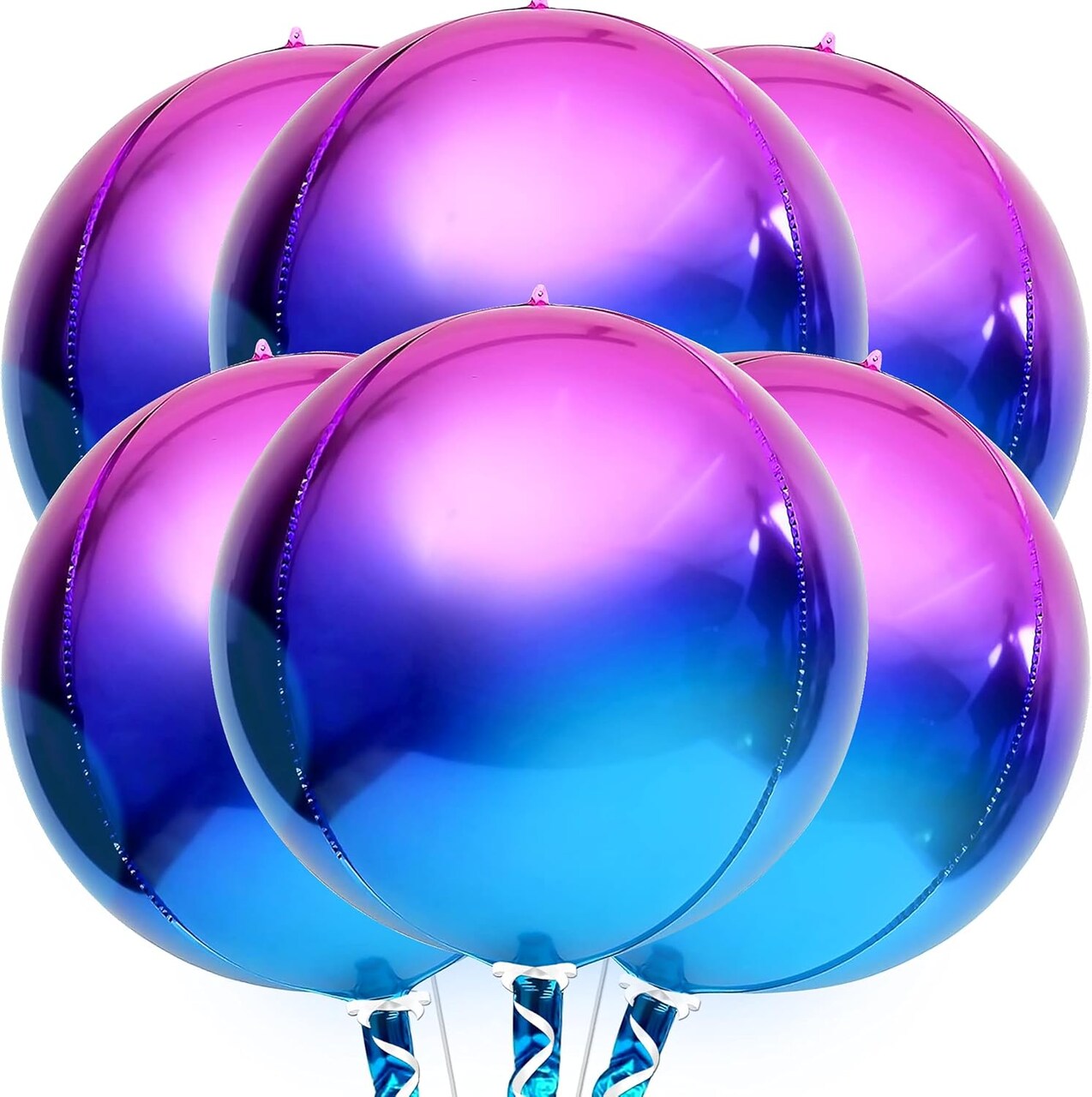 Purple Galaxy Balloons - 22 Inch, Pack of 6 | Iridescent Balloons, Round 4D Metallic Balloons for Galaxy Birthday Party Decorations